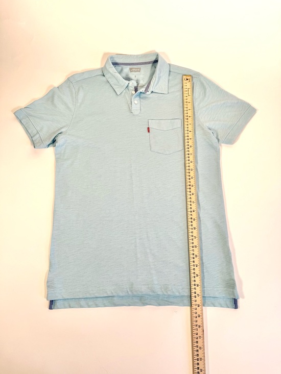 Levi's Light Blue Red Tab Pocket Slub Polo Neo-Prep Coastal Preppy Minimalist - Picture 8 of 10